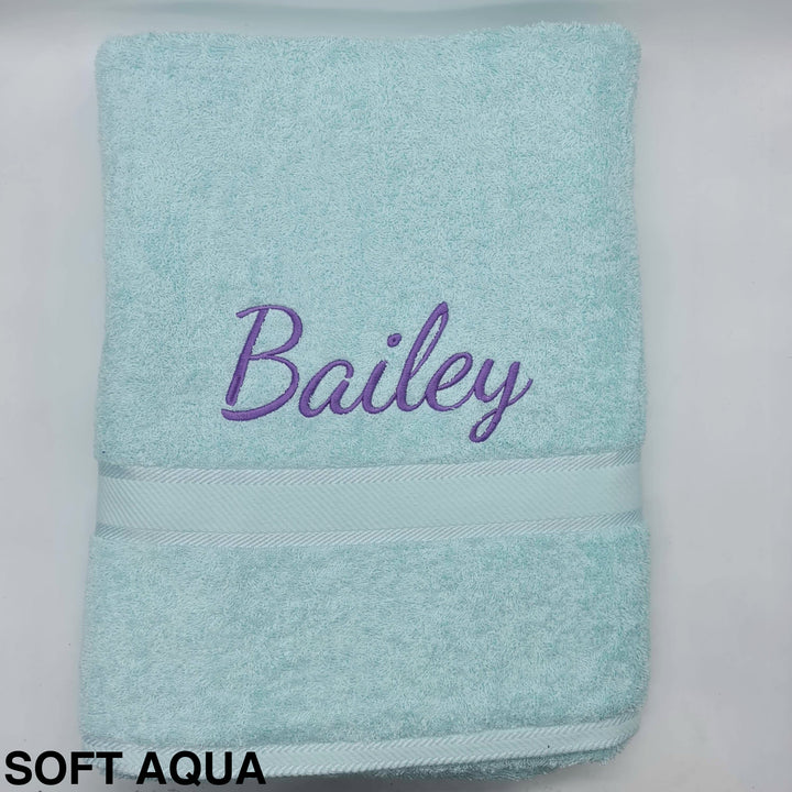 Personalised Bath Sheet Soft Aqua