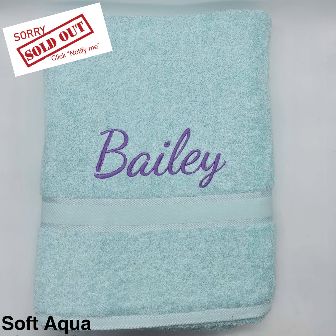 Personalised Bath Sheet Soft Aqua