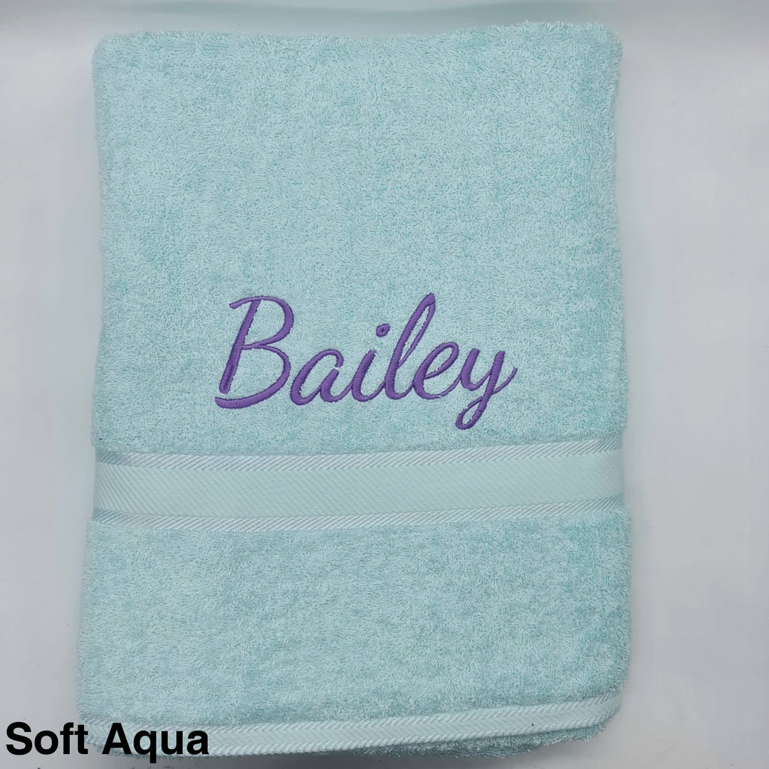 Personalised Bath Sheet Soft Aqua