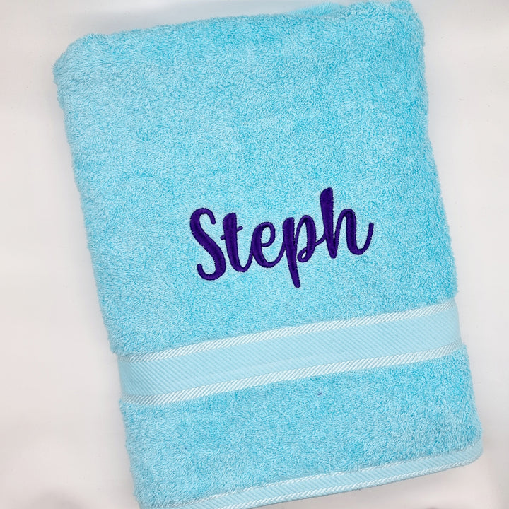Personalised Bath Sheet Turquoise Towels & Washcloths