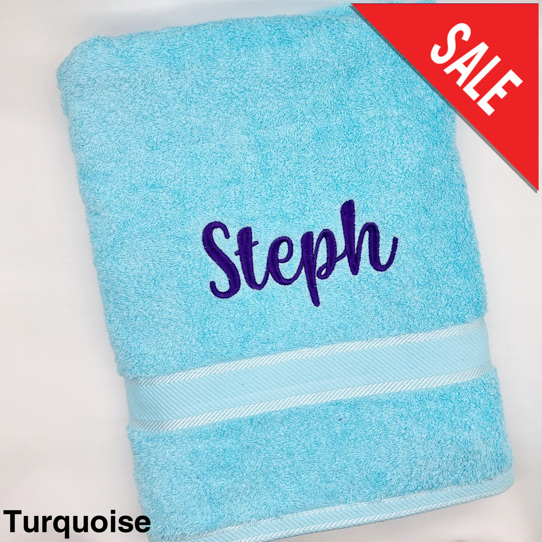 Personalised Bath Sheet Turquoise Towels & Washcloths