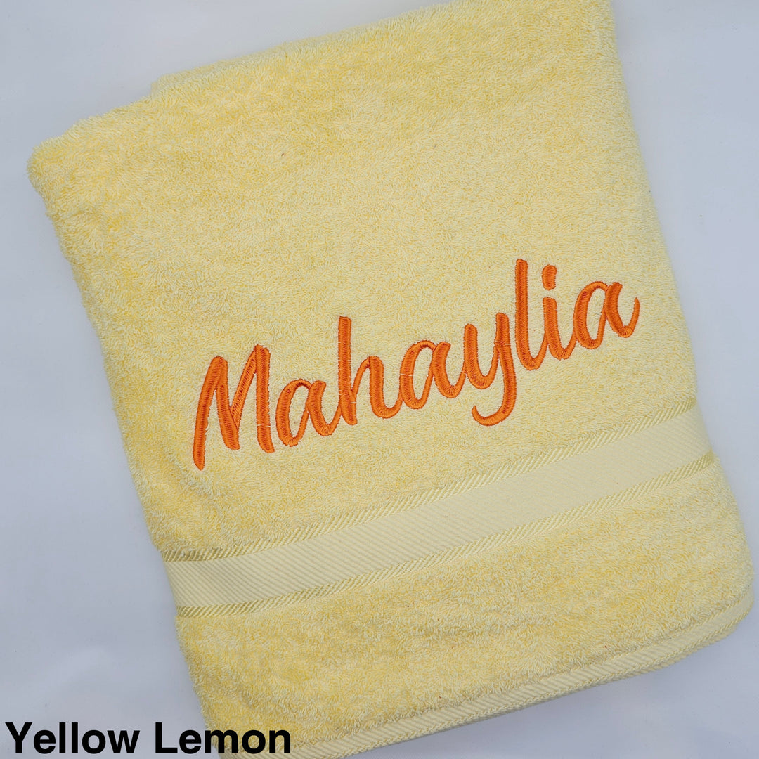 Personalised Kingtex Bath Sheet Yellow Lemon Towels & Washcloths