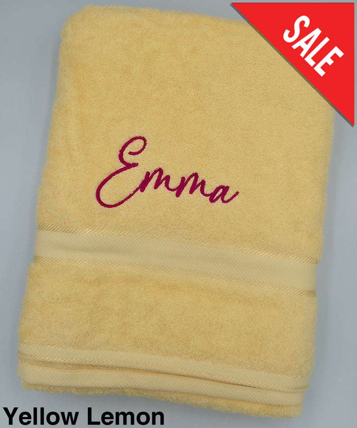 Personalised Kingtex Bath Sheet Yellow Lemon Bath Towels & Washcloths