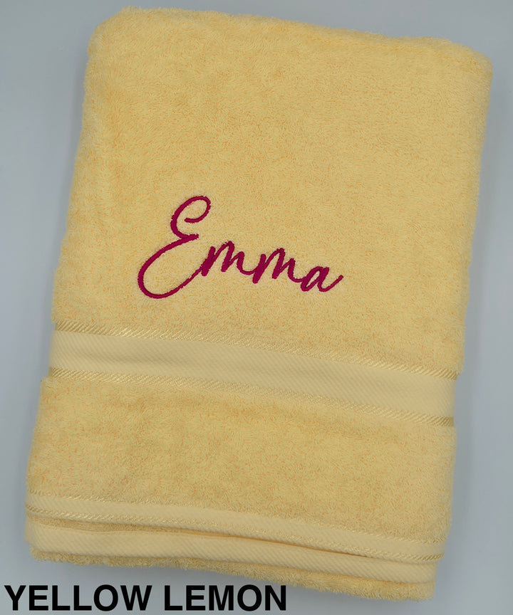 Personalised Kingtex Bath Sheet Yellow Lemon Bath Towels & Washcloths