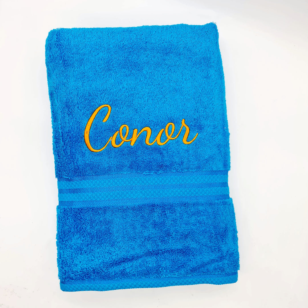 Personalised Bath Towel Bright Blue