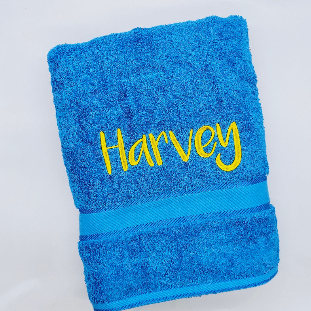Personalised Kingtex Bath Towel Aqua/ Bright Blue