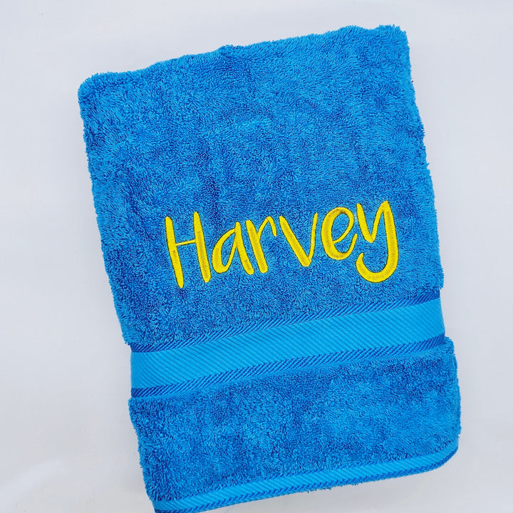 Personalised Kingtex Bath Towel Aqua/ Bright Blue