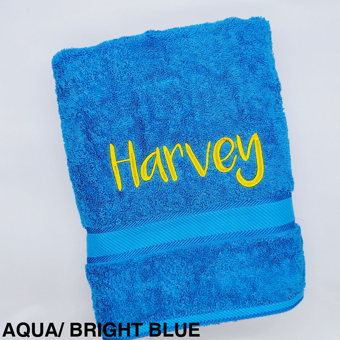 Personalised Kingtex Bath Towel Aqua/ Bright Blue