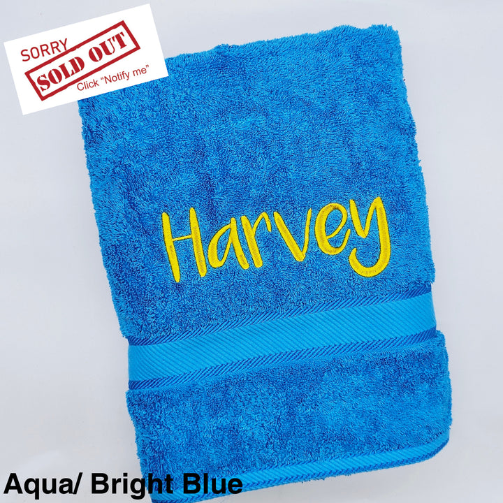 Personalised Kingtex Bath Towel Aqua/ Bright Blue