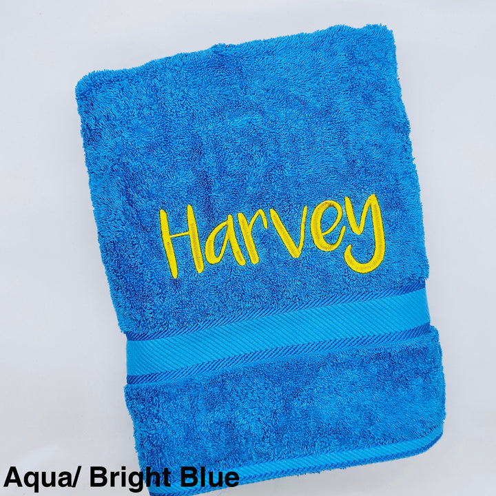 Personalised Kingtex Bath Towel Aqua/ Bright Blue