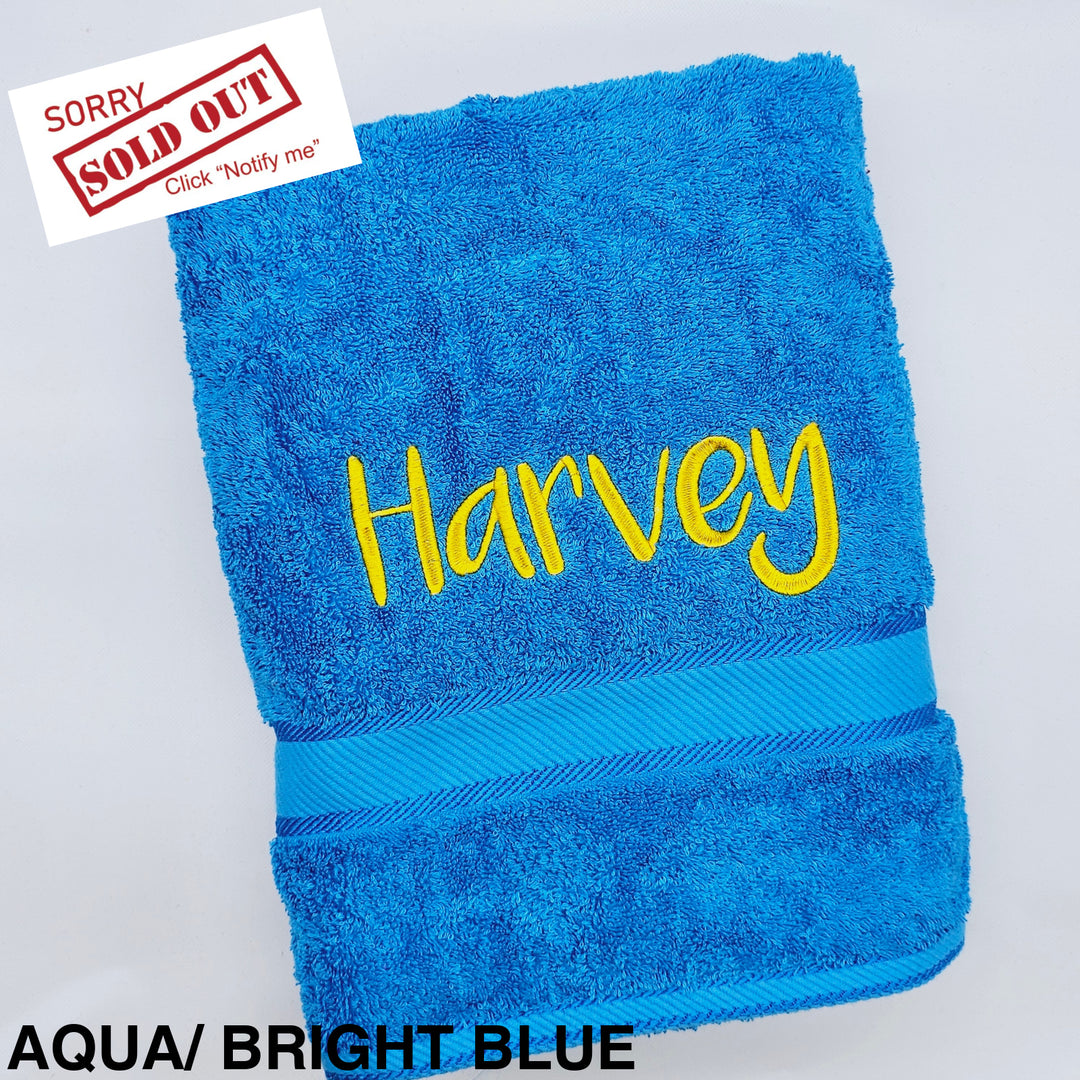 Personalised Kingtex Bath Towel Aqua/ Bright Blue