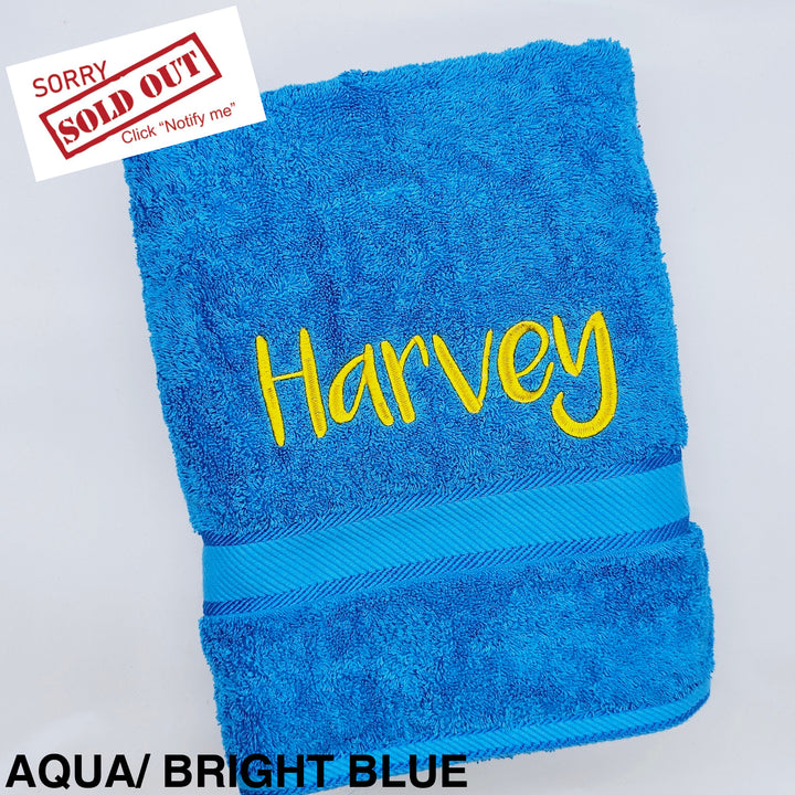 Personalised Kingtex Bath Towel Aqua/ Bright Blue