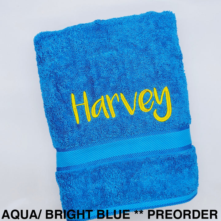 Personalised Kingtex Bath Towel Aqua/ Bright Blue