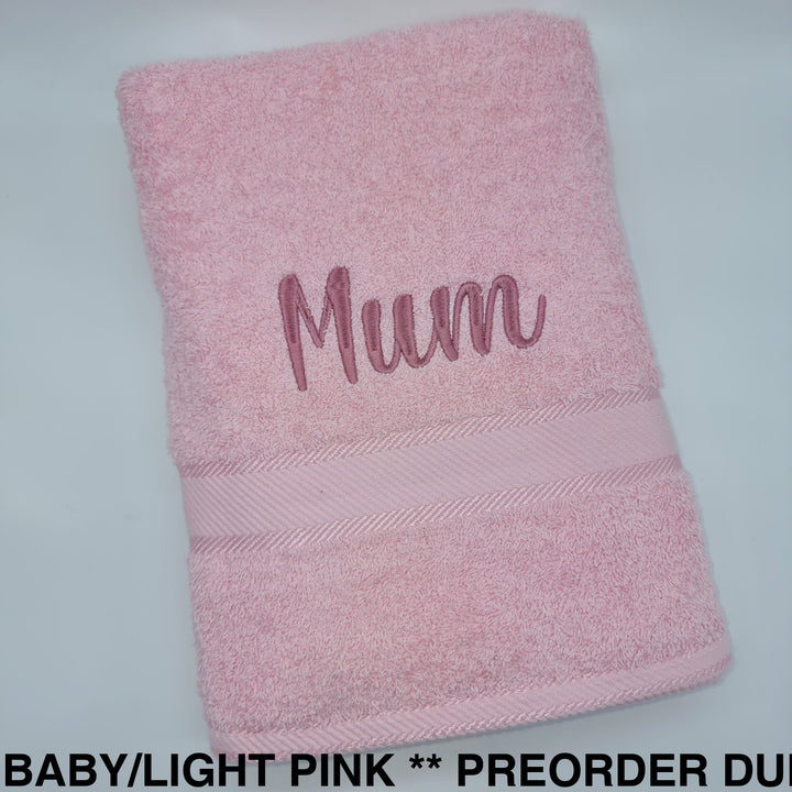 Personalised Bath Towel Light Pink