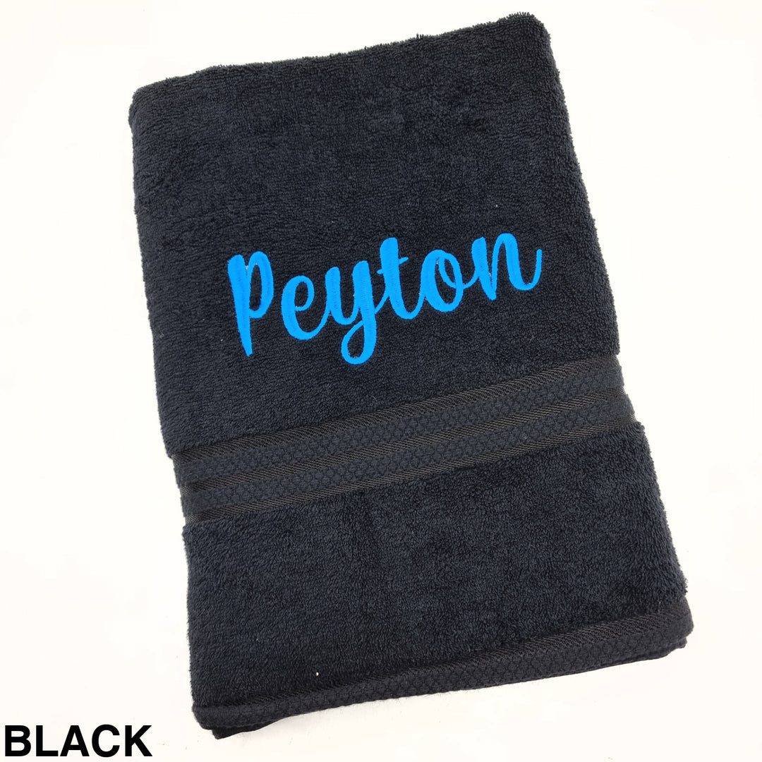 Personalised Bath Towel Black