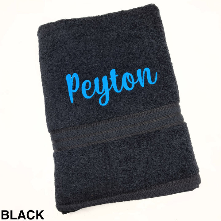 Personalised Bath Towel Black