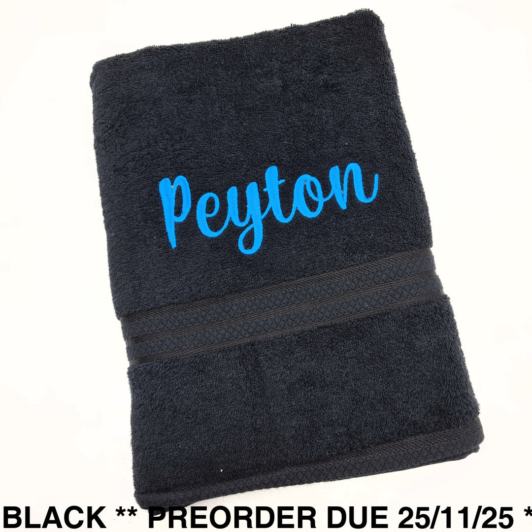 Personalised Bath Towel Black