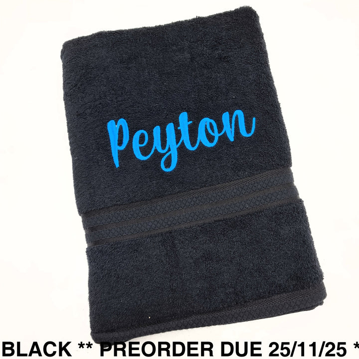Personalised Bath Towel Black