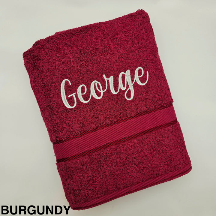 Personalised Kingtex Bath Towel Burgundy