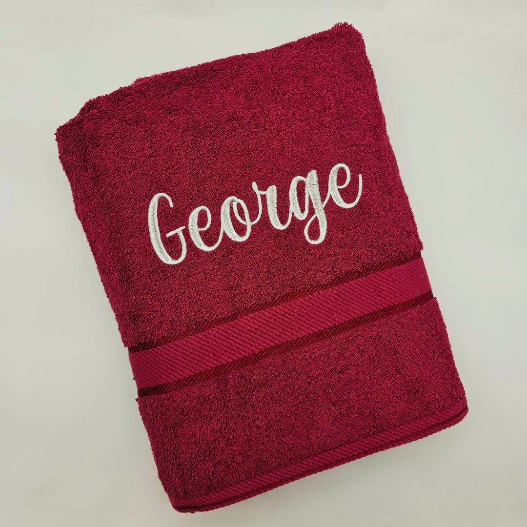Personalised Kingtex Bath Towel Burgundy