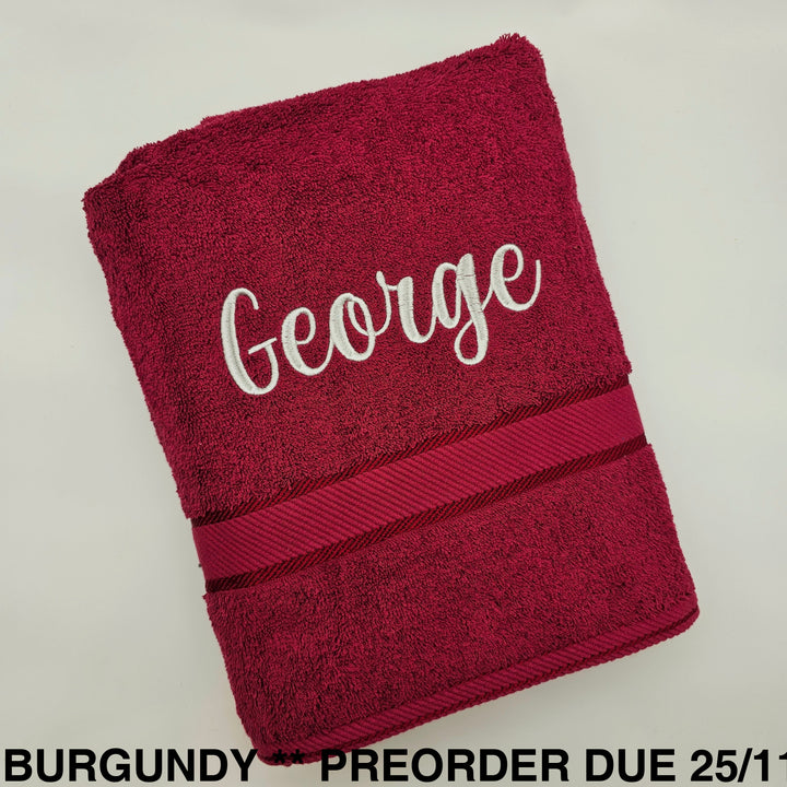 Personalised Kingtex Bath Towel Burgundy