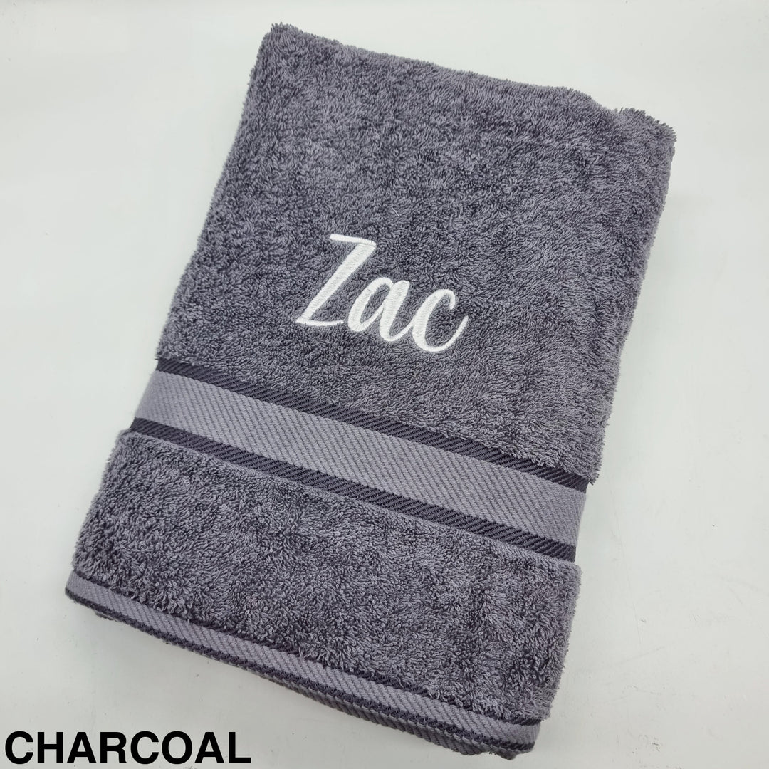 Personalised Bath Towel Charcoal