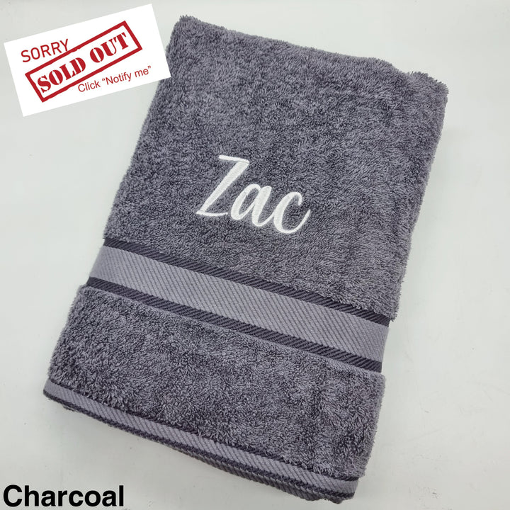 Personalised Bath Towel Charcoal