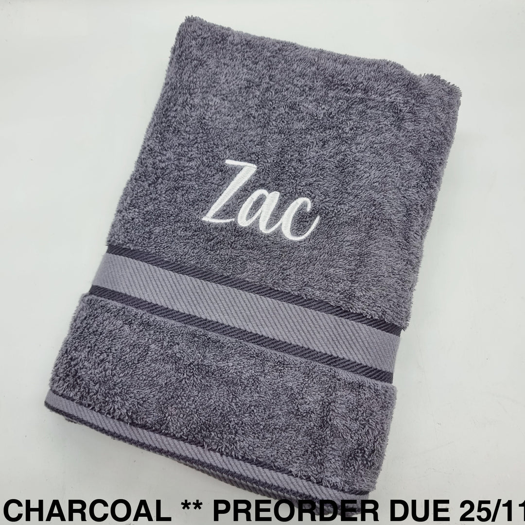 Personalised Bath Towel Charcoal