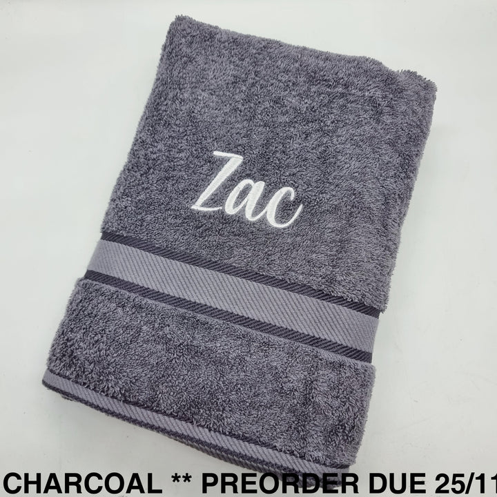 Personalised Bath Towel Charcoal