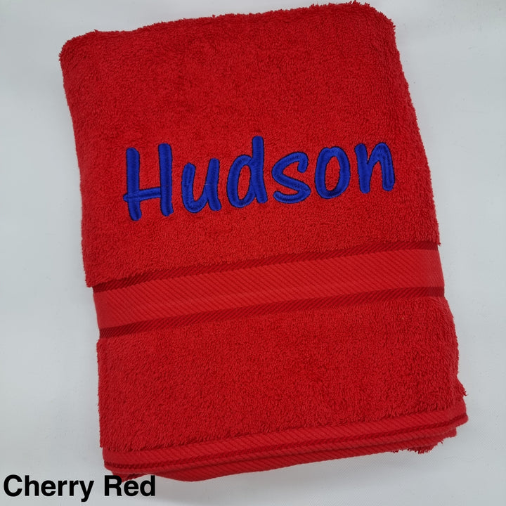 Personalised Bath Towel Cherry Red