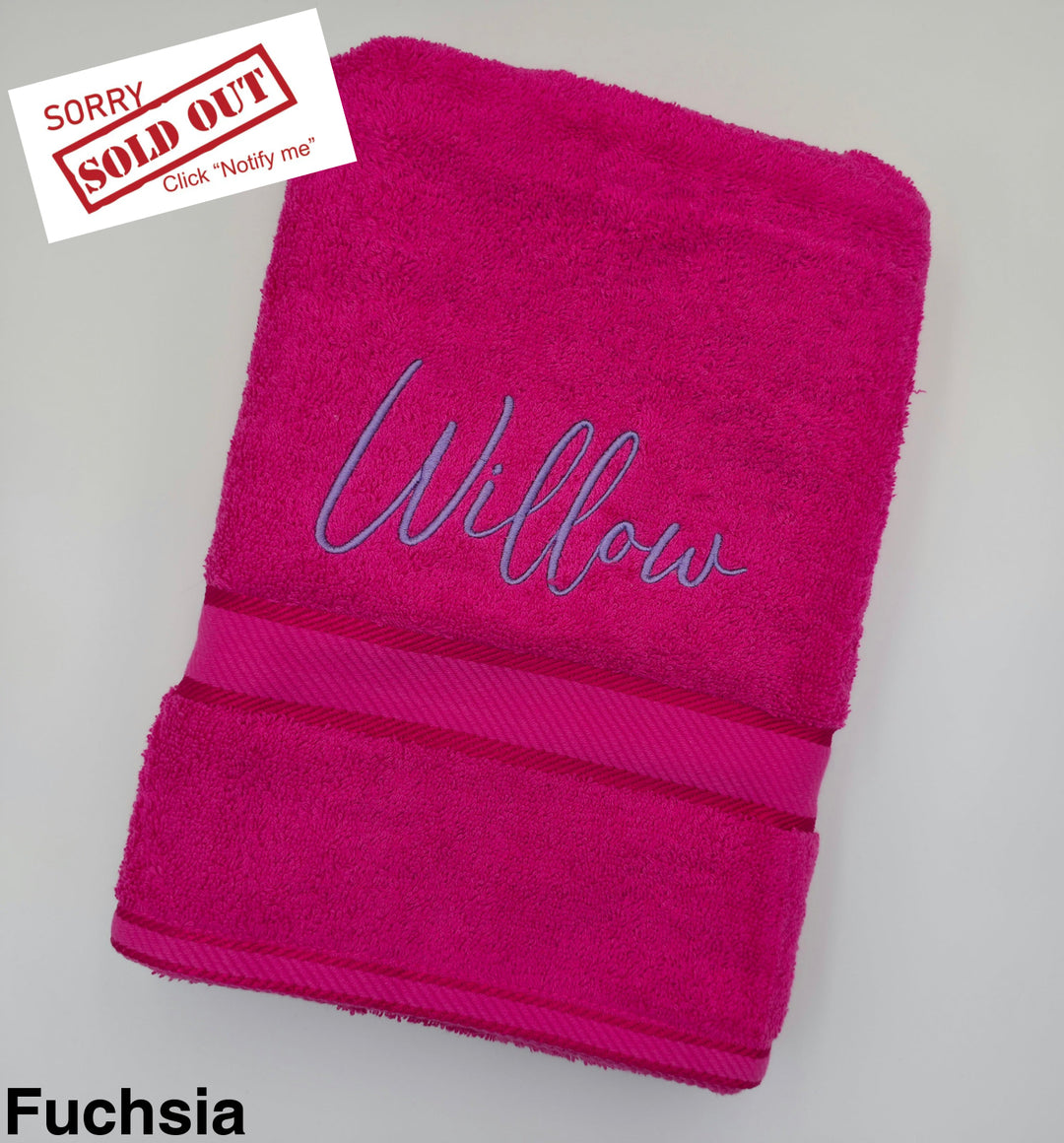 Personalised Kingtex Bath Towel Fuchsia