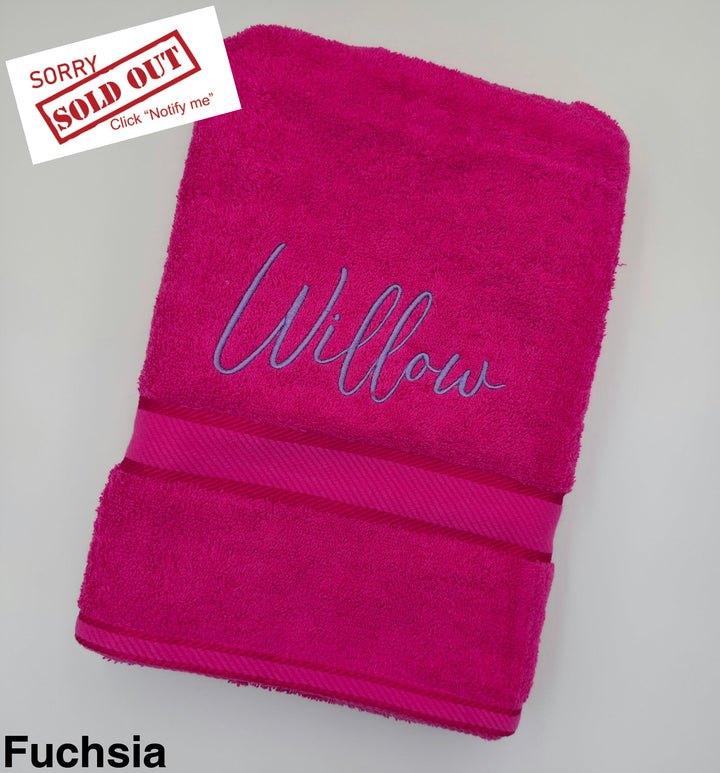 Personalised Kingtex Bath Towel Fuchsia