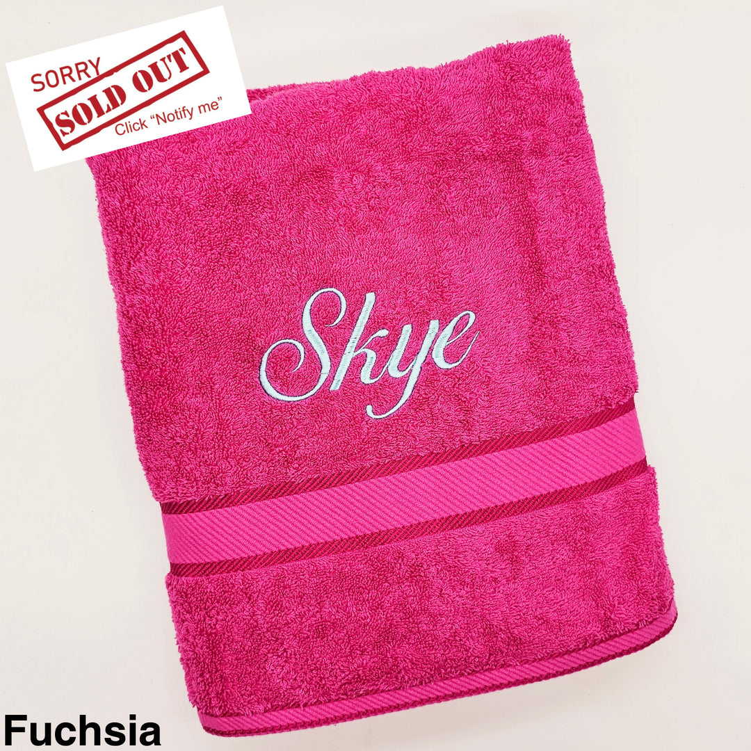 Personalised Kingtex Bath Towel Fuchsia