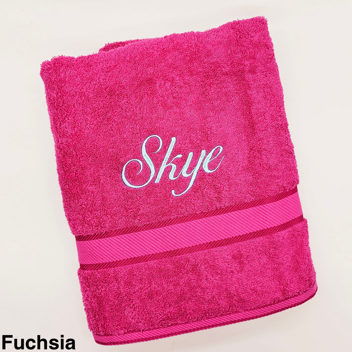 Personalised Kingtex Bath Towel Fuchsia