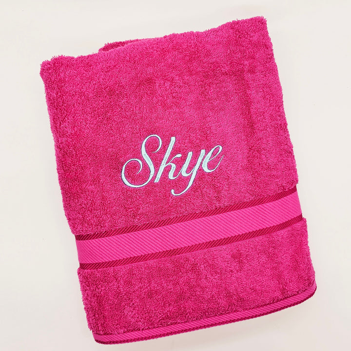 Personalised Kingtex Bath Towel Fuchsia