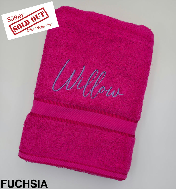 Personalised Kingtex Bath Towel Fuchsia