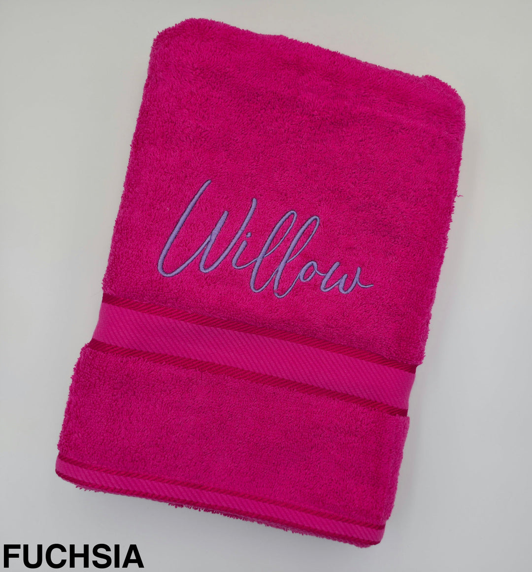 Personalised Kingtex Bath Towel Fuchsia