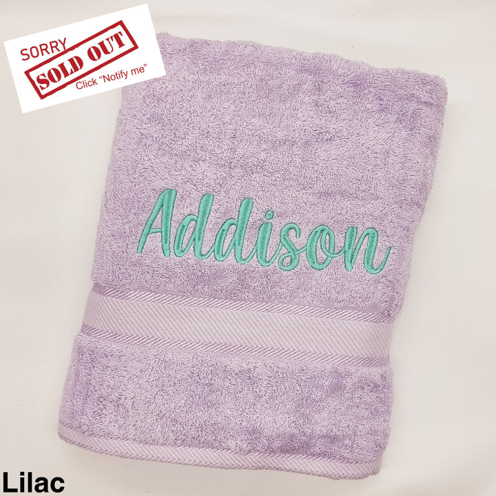 Personalised Bath Towel Lilac