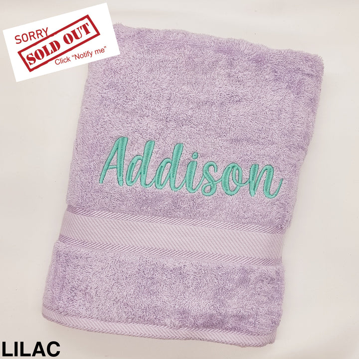 Personalised Bath Towel Lilac
