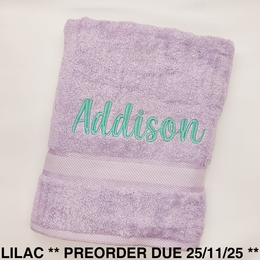 Personalised Bath Towel Lilac