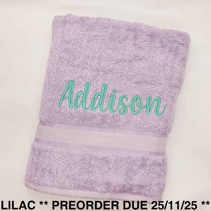 Personalised Bath Towel Lilac