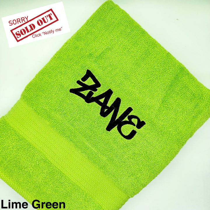 Personalised Bath Towel Lime Green