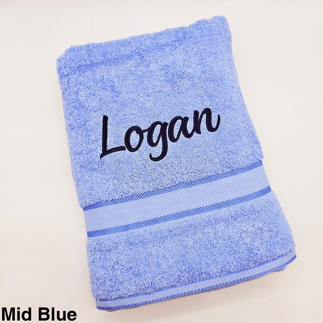 Personalised Kingtex Bath Towel Mid Blue