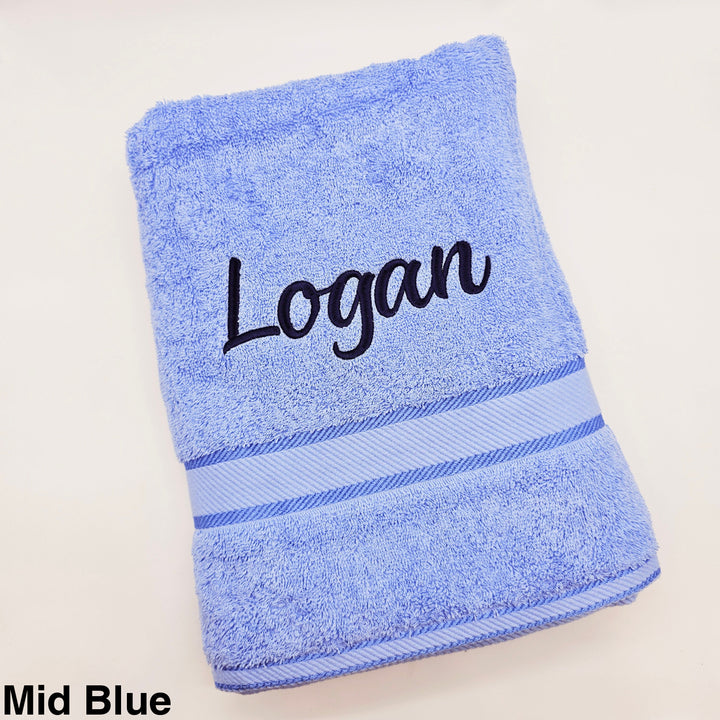 Personalised Kingtex Bath Towel Mid Blue