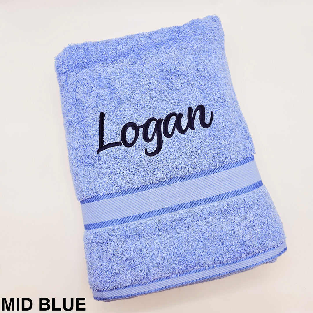Personalised Kingtex Bath Towel Mid Blue