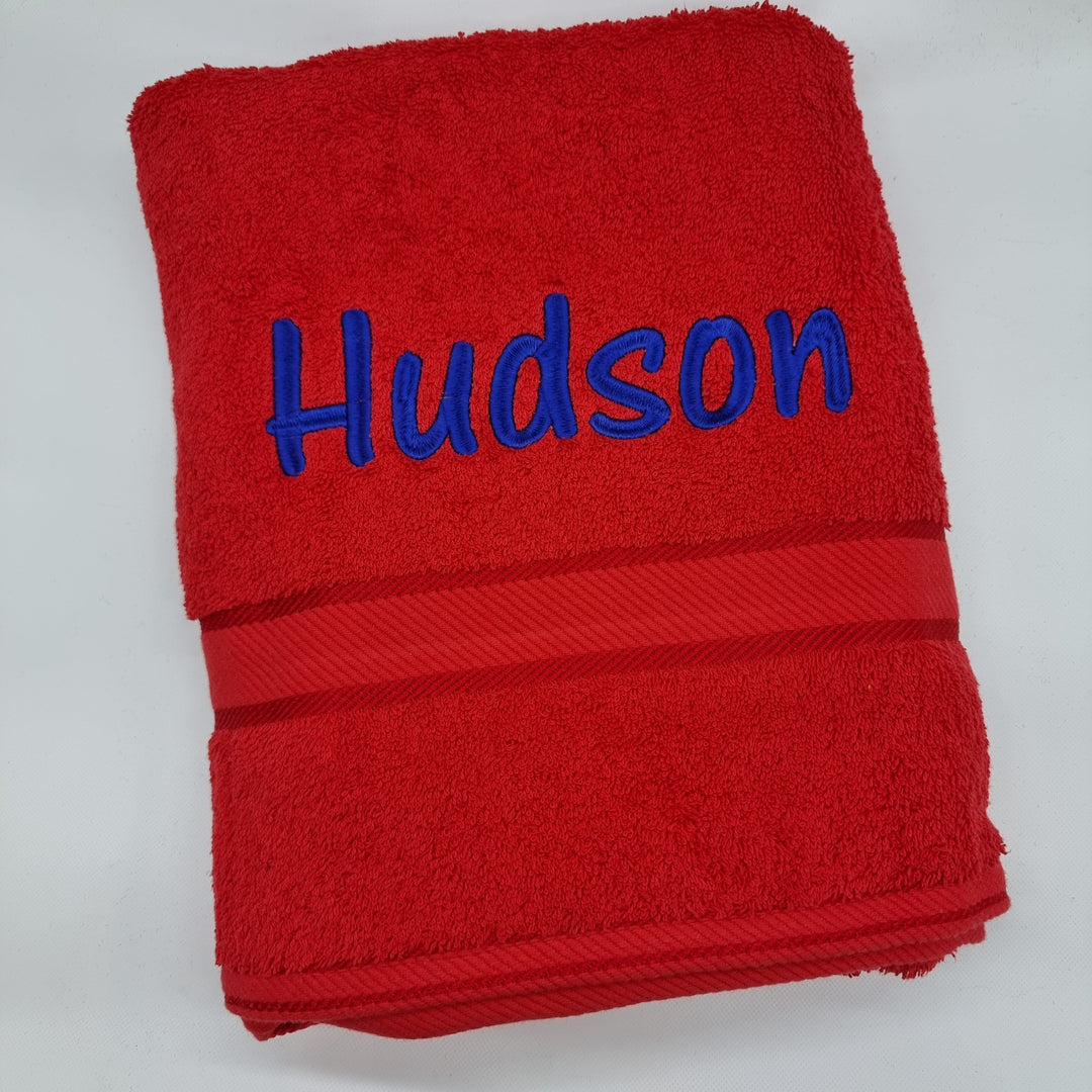 Personalised Bath Towel Cherry Red