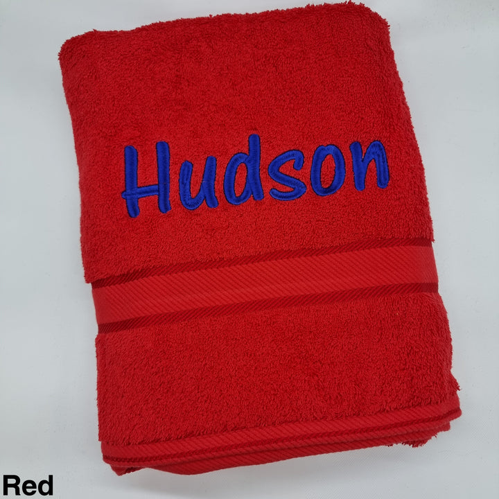 Personalised Bath Towel Cherry Red