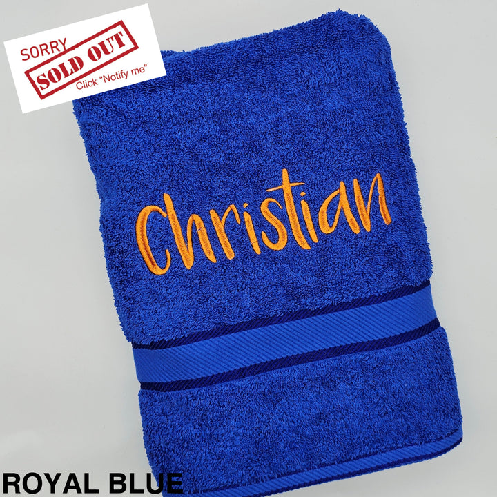 Personalised Kingtex Bath Towel Royal Blue
