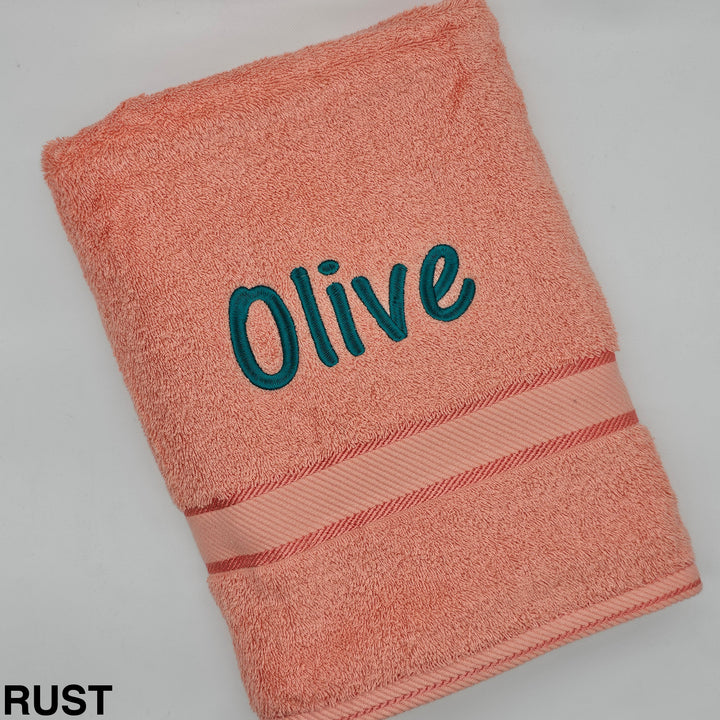 Personalised Kingtex Bath Towel Rust