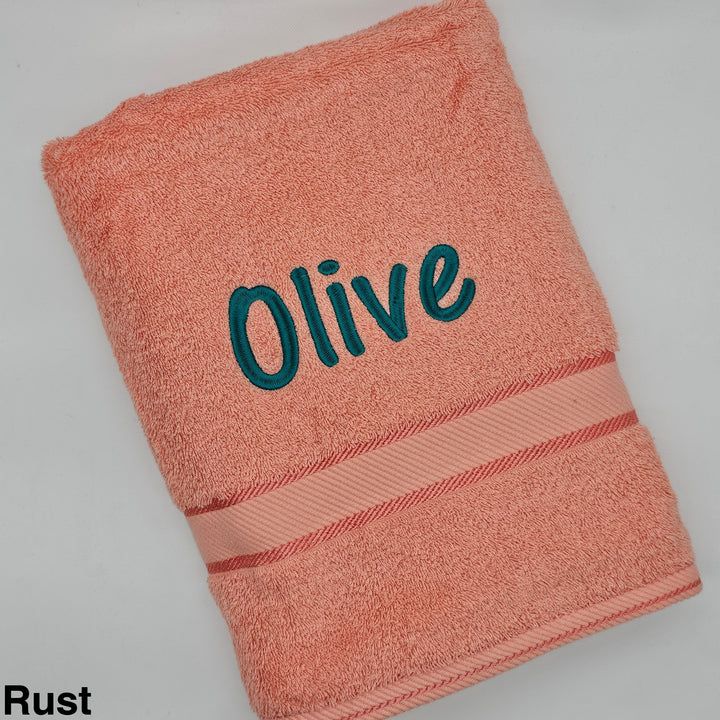 Personalised Kingtex Bath Towel Rust